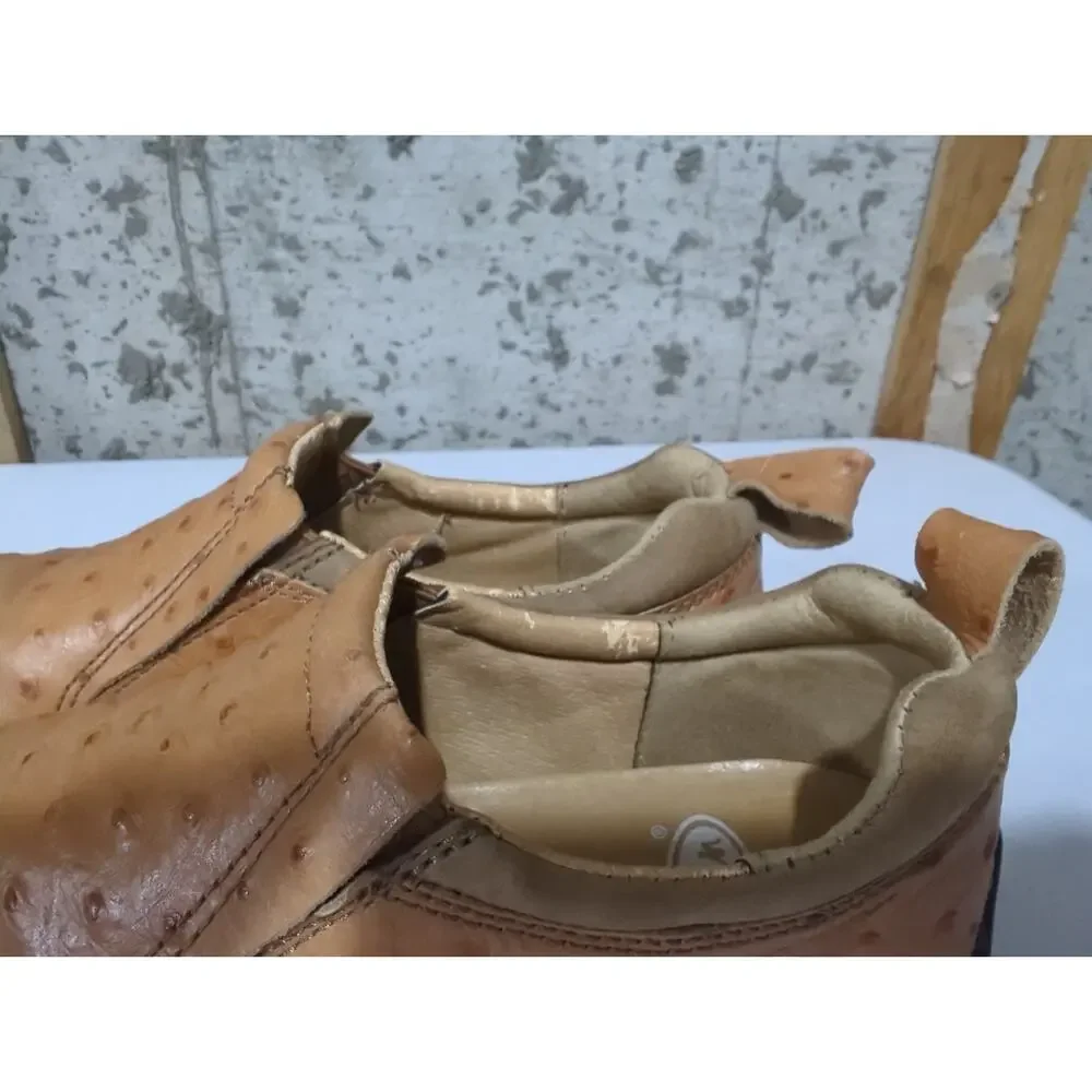 Justin 192 Mens Size 9 Brown Tan Ostrich Leather Loafer Low Top Comfort Shoes